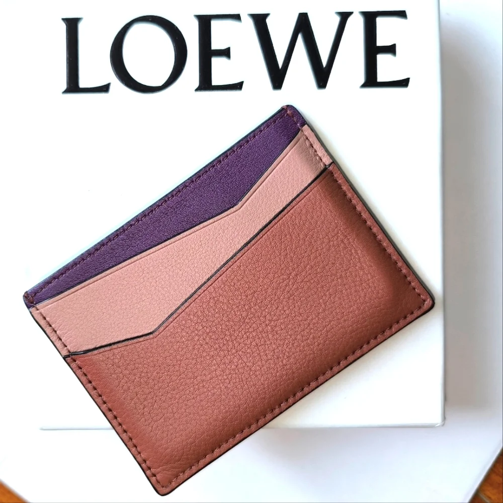 LOEWE Multicolor Purple Tan Pink Leather Cardholder